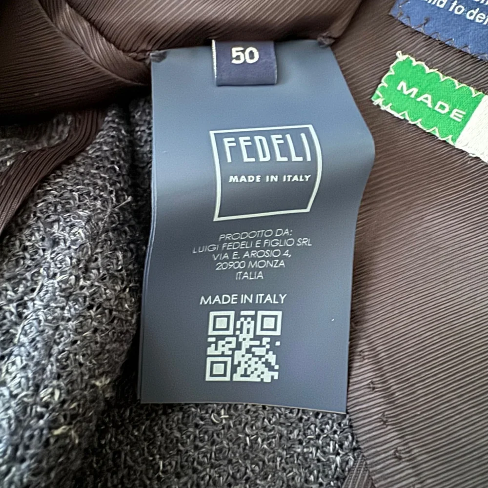 $1650 - Fedeli Damon Linen Jacquard Summer Blazer/Jacket - Navy Blue - 40 / 50 R - Picture 6 of 16
